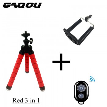 GAQOU  3 in 1 With Remote Control Mini Flexible Mount Holder Camera Phone Octopus Tripod Bracket Stand Holder Mount For Gopro