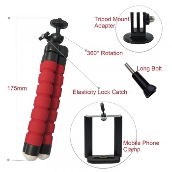 ANJIRUI Mini flexible portable sponge Octopus Tripod Stand Flexible for GoPro SLR DSLR DV Camera Small Camera phone Holder Stand