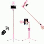 Tripod LED Selfie Stick 1.7m Extendable live Ring light Stand 4 in 1 With Monopod Phone Mount for iPhone X 8 Android SmartPhone