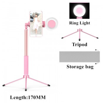 Tripod LED Selfie Stick 1.7m Extendable live Ring light Stand 4 in 1 With Monopod Phone Mount for iPhone X 8 Android SmartPhone