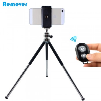 Metal Mini Tripod With Holder Bluetooth Remote For Iphone Xiaomi Samsung Android Mobile Phones Tripod For Gopro DV SLR Cameras