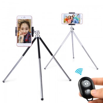 Metal Mini Tripod With Holder Bluetooth Remote For Iphone Xiaomi Samsung Android Mobile Phones Tripod For Gopro DV SLR Cameras