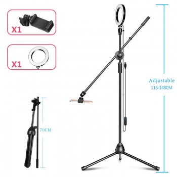 Adjustable Photography Mobile phone high angle shot bracket With Boom Arm Bluetooth Ring Light Tripod For Photo/Video Shooting