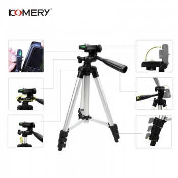 KOMERY Tripod Holder Portable Professional Camera Tripod Aluminum Tripod for phone 1/4 Screw 360 Degree tripode para camara