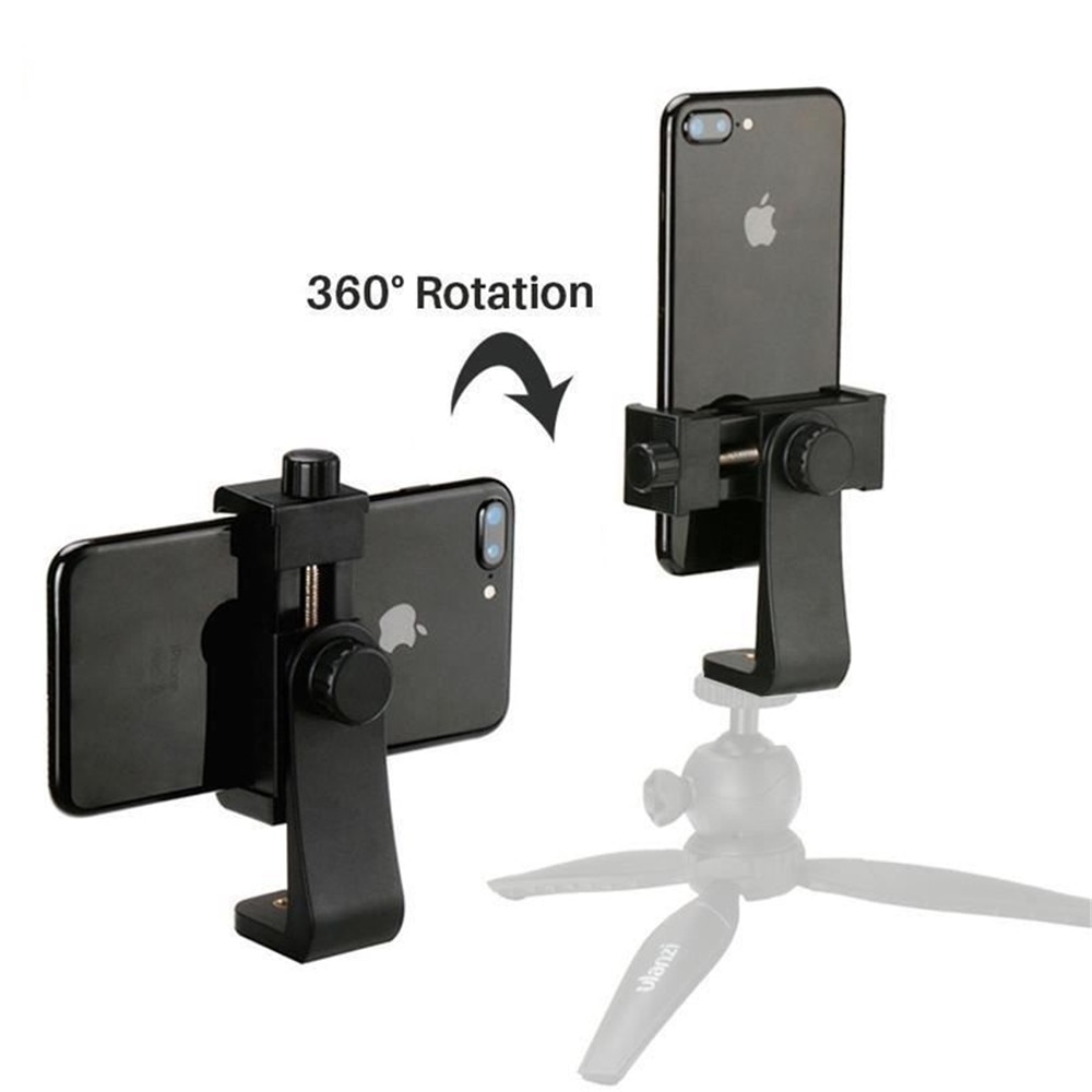 Universal Tripod Mount Adapter Cell Phone Clipper Holder Vertical 360 Rotation Tripod Stand for iPhone X 8 plus Samsung