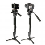 Ulanzi VCT-288 58in Photography Tripod Monopod Unipod with Fluid Pan Head Quick Release Plate for iPhone Canon Nikon DSLR Camera