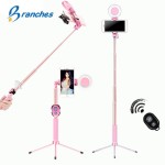 1.7m Extendable live Tripod Selfie Stick LED Ring light Stand 4 in 1 With Monopod Phone Mount for iPhone X 8 Android SmartPhone