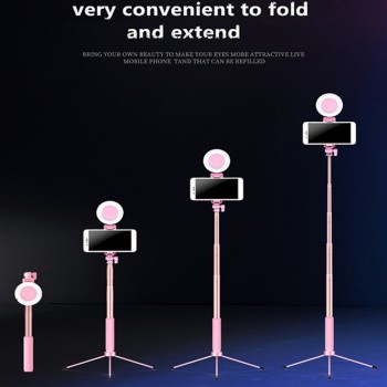 1.7m Extendable live Tripod Selfie Stick LED Ring light Stand 4 in 1 With Monopod Phone Mount for iPhone X 8 Android SmartPhone