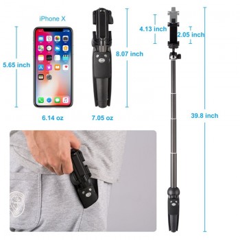 Selfie Stick Tripod 40-Inch Wireless Remote and Tripod Stand Monopod for iPhone X 8/8 Plus xiaomi huawei Bluetooth Selfie Stick