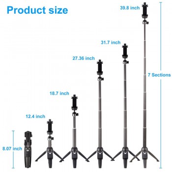 Selfie Stick Tripod 40-Inch Wireless Remote and Tripod Stand Monopod for iPhone X 8/8 Plus xiaomi huawei Bluetooth Selfie Stick