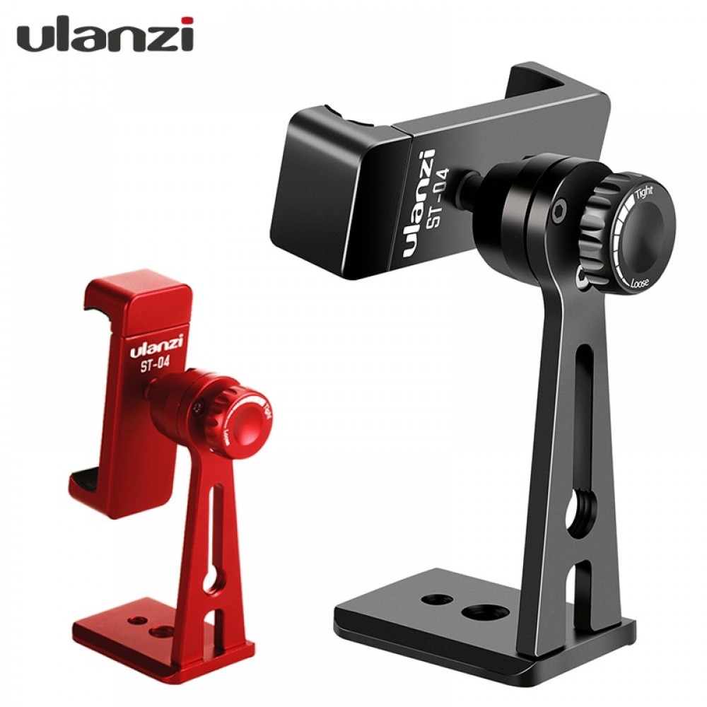 Ulanzi ST-04 Tripod Clamp Mount Smartphone Holder Mount Adapter w Bluetooth Remote Shutter Live Tripod for iPhone Android Mobile