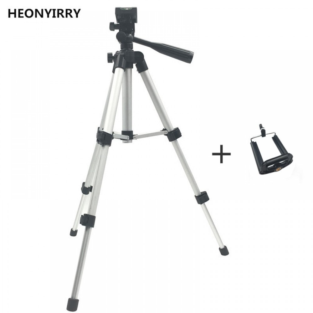 Professional Foldable Camera Tripod Holder Stand 1/4 Screw 360 Degree Fluid Head Tripod Stabilizer Aluminum with Phone Holder