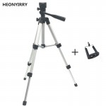 Professional Foldable Camera Tripod Holder Stand 1/4 Screw 360 Degree Fluid Head Tripod Stabilizer Aluminum with Phone Holder