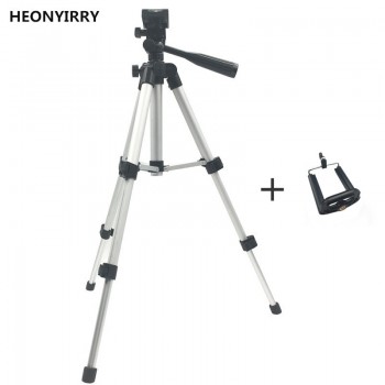 Professional Foldable Camera Tripod Holder Stand 1/4 Screw 360 Degree Fluid Head Tripod Stabilizer Aluminum with Phone Holder