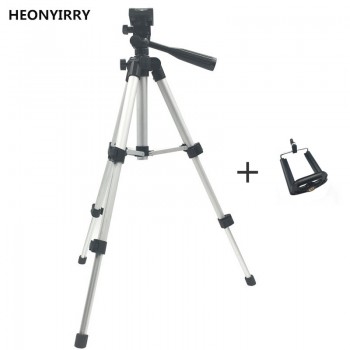 Professional Foldable Camera Tripod Holder Stand 1/4 Screw 360 Degree Fluid Head Tripod Stabilizer Aluminum with Phone Holder