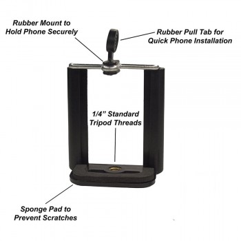 Waterlowrie Phone Holder Tripod for Universal Stand with 1/4 inch Nut Screw Hole Selfie Stick Mobile Clip Camera Accessories