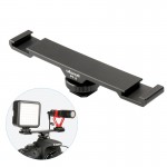 Ulanzi PT-2 Metal Cold Shoe Plate Universal 2 Hot Shoe Mount Extension Bar Dual Bracket with 1/4 Thread for Microphone/ Lights