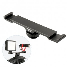 Ulanzi PT-2 Metal Cold Shoe Plate Universal 2 Hot Shoe Mount Extension Bar Dual Bracket with 1/4 Thread for Microphone/ Lights