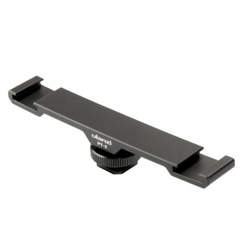 Ulanzi PT-2 Metal Cold Shoe Plate Universal 2 Hot Shoe Mount Extension Bar Dual Bracket with 1/4 Thread for Microphone/ Lights