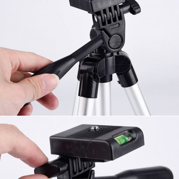 Professional Foldable Camera Tripod Holder Stand 1/4 Screw 360 Degree Fluid Head Tripod Stabilizer Aluminum with Phone Holder