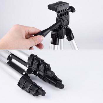 Professional Foldable Camera Tripod Holder Stand 1/4 Screw 360 Degree Fluid Head Tripod Stabilizer Aluminum with Phone Holder