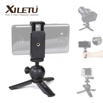 XILETU XS-1 Mini Desktop little handheld Stand Tabletop portable travel tripod for smartphone Cell Phone DSLR with phone holder