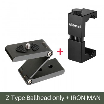 Ulanzi Mini Aluminum Folding Z Tilt Ball Head Quick Release Plate Stand Mount Multi-Degree for iPhone Photography Video Shooting