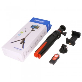 BENRO 33inch Handheld Tripod Selfie Stick 3 in 1 Bluetooth Extendable Monopod Selfie Stick Tripod for iPhone 8 Samsung Gopro 4 5