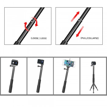 SHOOT 36 inch Aluminum Monopod for GoPro Hero 6 5 7 4 Black Silver Session Sjcam Sj7 Yi 4K Action Camera Selfie Stick for Go Pro