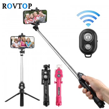 Rovtop Protable Tripod Monopod Selfie Stick Bluetooth Selfie Stick Tripods With Button For iphone 6 7 8 Plus IOS Android Z15