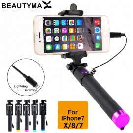 for Iphone X XR XS MAX Wired Selfie Stick Selfie Monopod for iphone X 8 7 6 plus 5 5s Wired Photograph Tripod Extendable Selfie