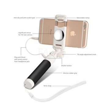 Universal Mini Selfie Stick For iPhone Xiaomi Huawei Samsung sony Mobile Phone Foldable Tripod Mirror Wired Selfie Sticks new