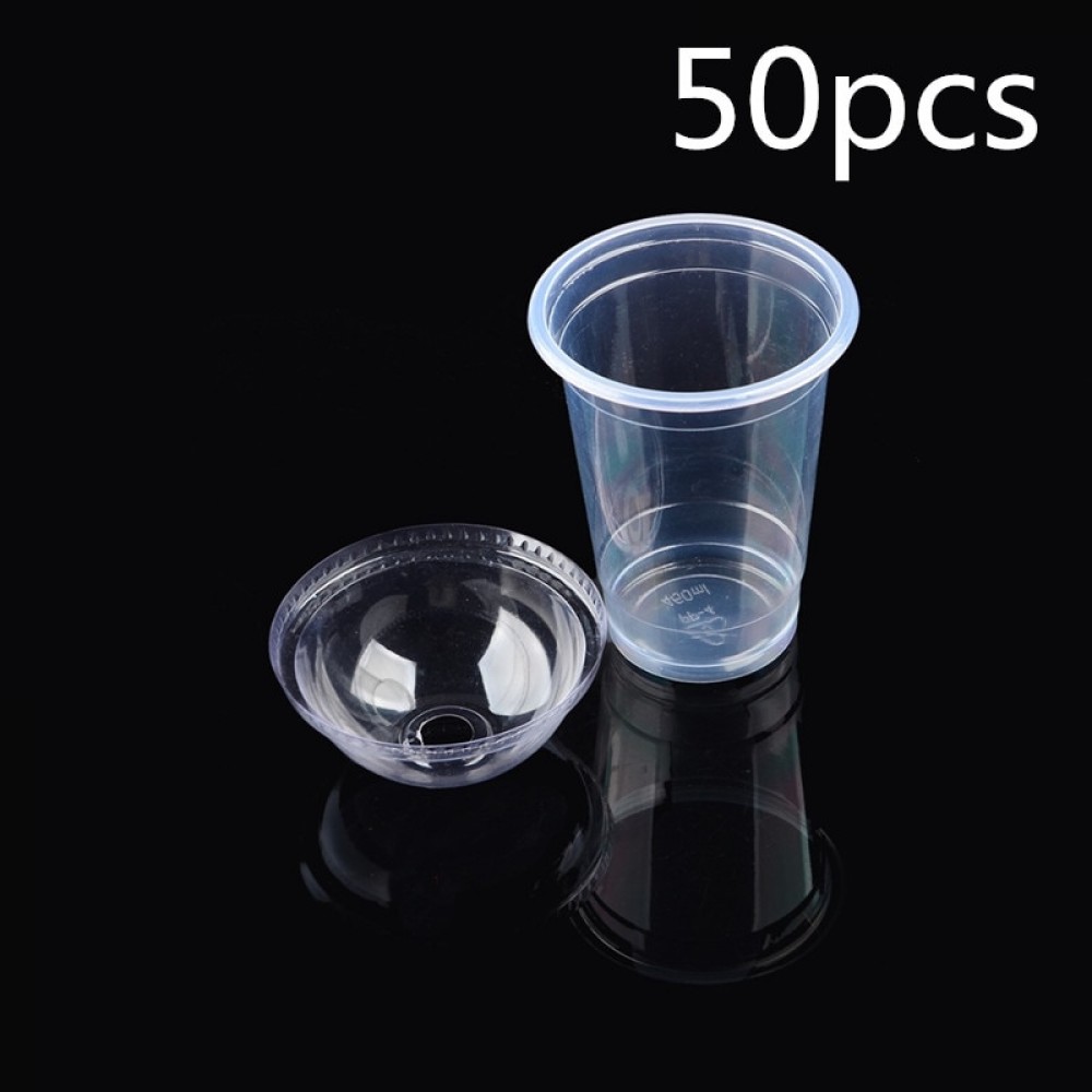 Wholesale 50 pcs / set Clear Disposable Plastic Tea Cup Coffee Cups with Lids  450ml for Iced Coffee Bubble Boba Smoothie