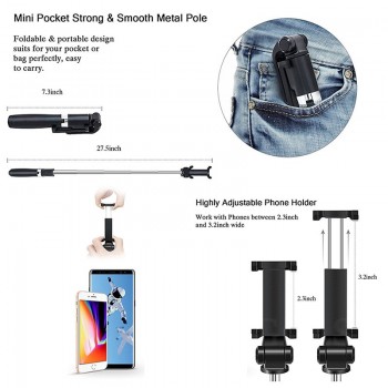 FGCLSY 3 in 1 Wireless Bluetooth Selfie Stick For iPhone Universal Mobile Phone Tripod Bracket Mini Extendable Handheld Monopod
