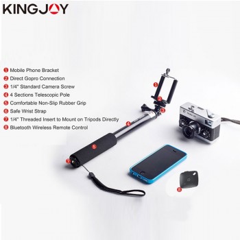 KINGJOY Official Selfie Stick Action Camera Tripod For Phone Monopod Smartphone Universal For Iphone Samsung Gopro Four Colors