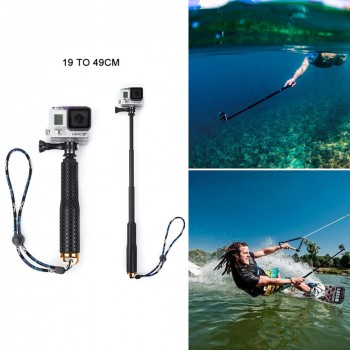 Universal Stretchable Selfie Stick Sports Camera Monopod+Clip Holder Set Extendable Hand Held Selfie Stick For GOPRO
