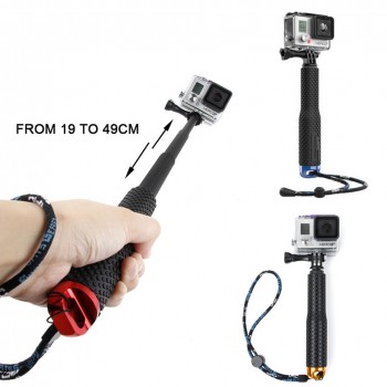 Universal Stretchable Selfie Stick Sports Camera Monopod+Clip Holder Set Extendable Hand Held Selfie Stick For GOPRO