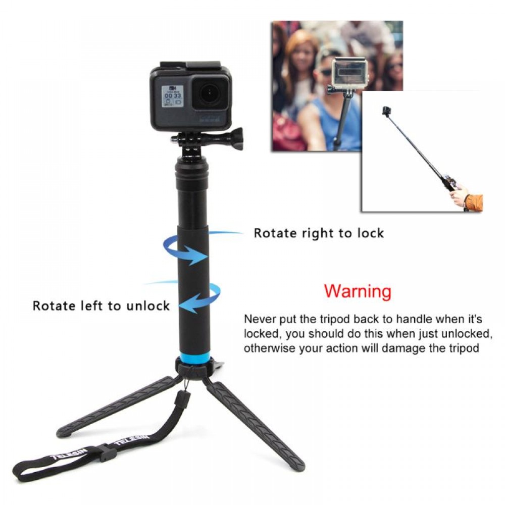 Waterproof Aluminum Alloy Extendable Handheld Selfie Stick Pole Monopod Tripod Selfie Stick Mount For GoPro Hero 4 5 6 SJCAM