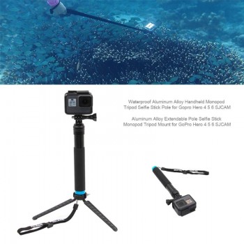 Waterproof Aluminum Alloy Extendable Handheld Selfie Stick Pole Monopod Tripod Selfie Stick Mount For GoPro Hero 4 5 6 SJCAM