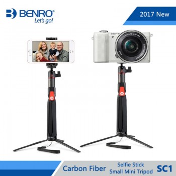 Benro Selfie Stick SC1 Carbon Fiber Extendable Selfie Stick Small Mini Tripod For Selfie Bluetooth Remote For iPhone GoPro