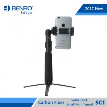 Benro Selfie Stick SC1 Carbon Fiber Extendable Selfie Stick Small Mini Tripod For Selfie Bluetooth Remote For iPhone GoPro