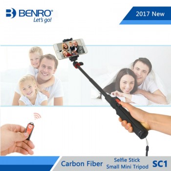 Benro Selfie Stick SC1 Carbon Fiber Extendable Selfie Stick Small Mini Tripod For Selfie Bluetooth Remote For iPhone GoPro