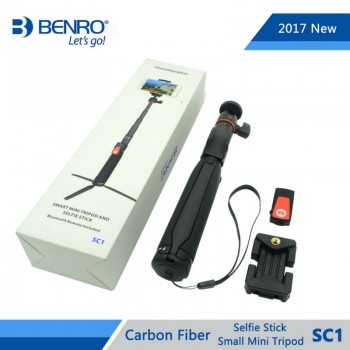 Benro Selfie Stick SC1 Carbon Fiber Extendable Selfie Stick Small Mini Tripod For Selfie Bluetooth Remote For iPhone GoPro