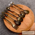 Spoon Coffee Spoon Set Vintage Table Spoon Antique Tea Spoons Coffee Royal Style Metal Carved Fork Tablespoons 6 Pcs/Set 20%