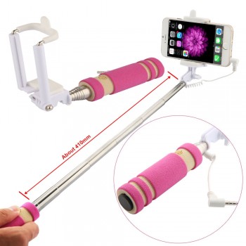 Mini Selfie Stick With Button Wired Sponge Handle Monopod Universal For iPhone 6 5 Android Samsung Huawei Xiaomi with Cloth Bag