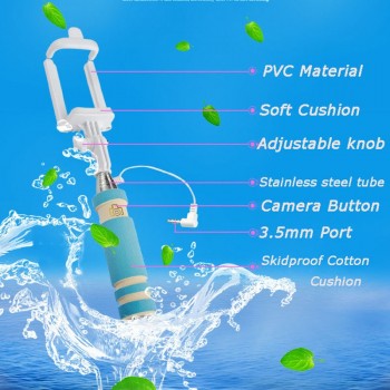 Mini Selfie Stick With Button Wired Sponge Handle Monopod Universal For iPhone 6 5 Android Samsung Huawei Xiaomi with Cloth Bag