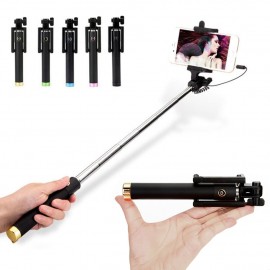 Hot selling mini wired selfie stick foldable bracket 18.5-80cm monopod for 4inch-6inch xiaomi/huawei/meizu/samsung/iphone 6 6s