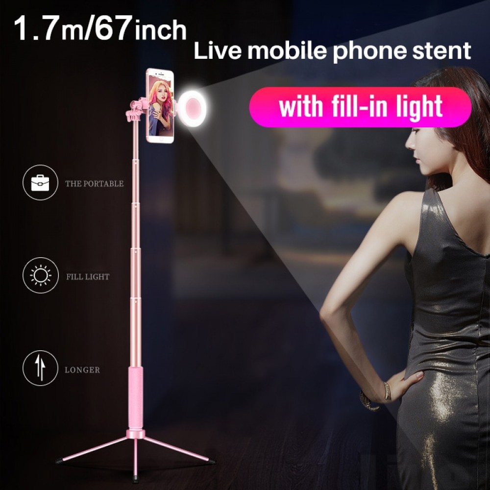 170cm 67in Bluetooth Selfie Stick Tripod with Ring Light Selfie Beauty Portrait Fill Lighting for iPhone XS 7plus Huawei P20 Pro