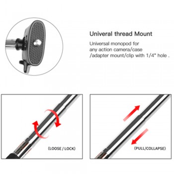 SHOOT for GoPro Hero Accesspries Selfie Stick Monopod for Go Pro Hero 6 5 7 Black Sjcam Sj4000 Xiaomi Yi 4K Eken H9 Accessories