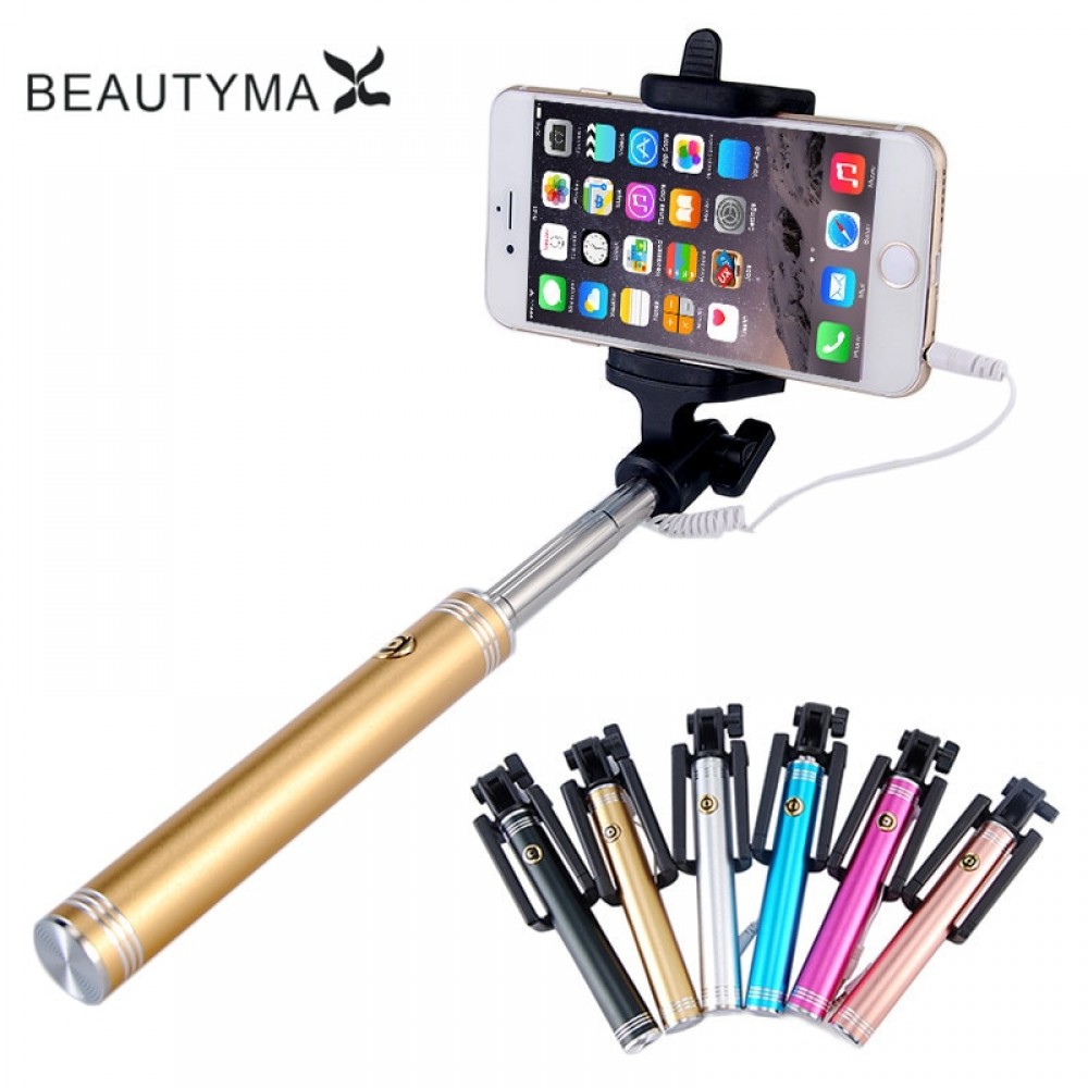 Luxury Aluminum Alloy Selfie Stick Wired Para Selfie Extendable for iphone 4 5 5s 6 6s plus for Samsung S9 plus s8 s7 edge s6 s5